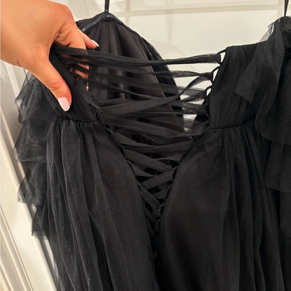 Black maternity tulle gown with open stomach fits 0-10 with corset back - Picture 4 of 5